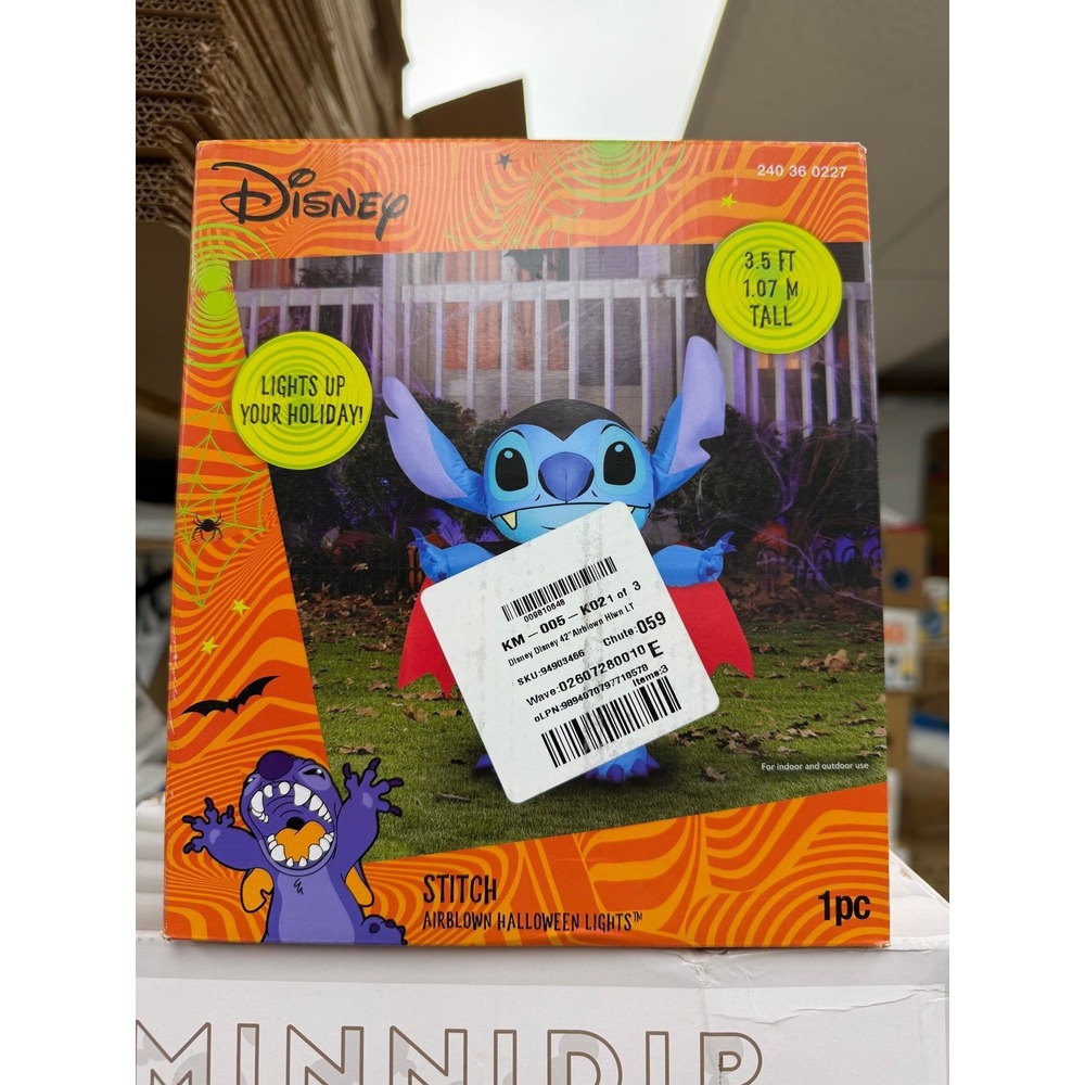 Disney Halloween 3.5ft Stitch Light-Up Airblown Inflatable Yard Decor Vampire